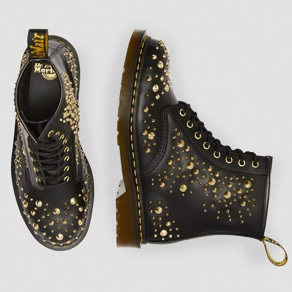 NWOT - Dr Martens 1460 Midas Smooth Leather Gold Studded Boots – RARE - Picture 2 of 16